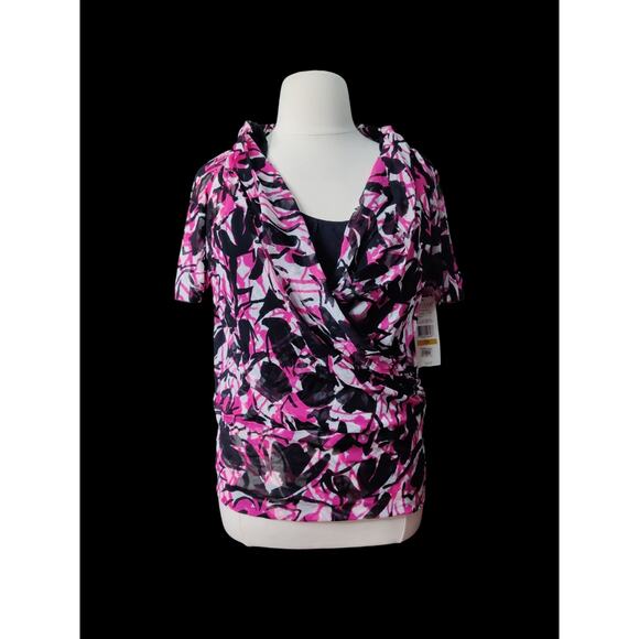 Karen Kane Lla Vie en Rose banded wrap blouse size 3X - Picture 1 of 3